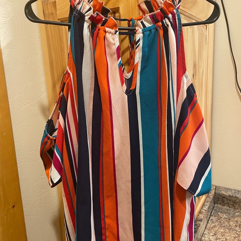 Milti Colored Cold Shoulder Boutique Top